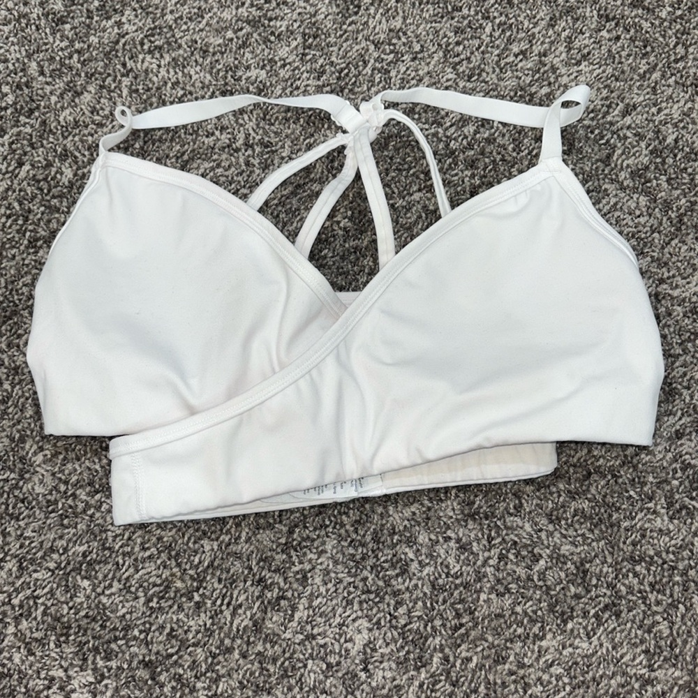 Alphabete white sports bra